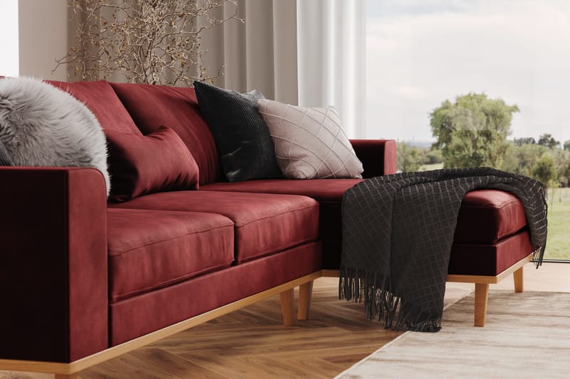 Copenhagen 4-sits Högervänd L-formad Divansoffa i Sammet - Lila - Möbler - Soffa - Divansoffor & schäslongsoffa