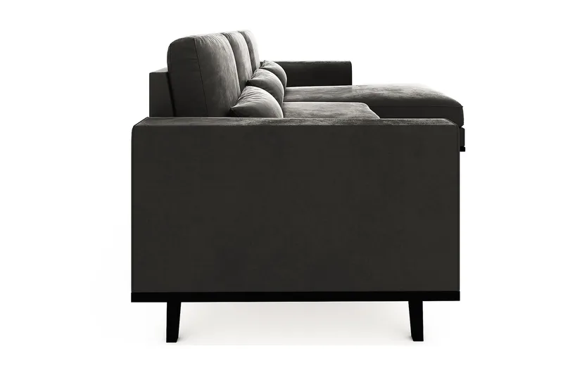 Copenhagen 4-sits Högervänd L-formad Divansoffa i Sammet - Mörkgrå - Möbler - Soffa - Divansoffor & schäslongsoffa