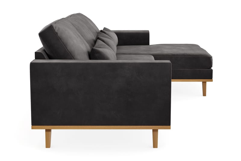 Copenhagen 4-sits Högervänd L-formad Divansoffa i Sammet - Mörkgrå - Möbler - Soffa - Divansoffor & schäslongsoffa