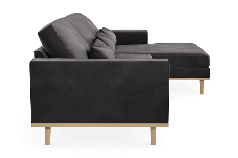 Copenhagen 4-sits Högervänd L-formad Divansoffa i Sammet - Mörkgrå - Möbler - Soffa - Divansoffor & schäslongsoffa