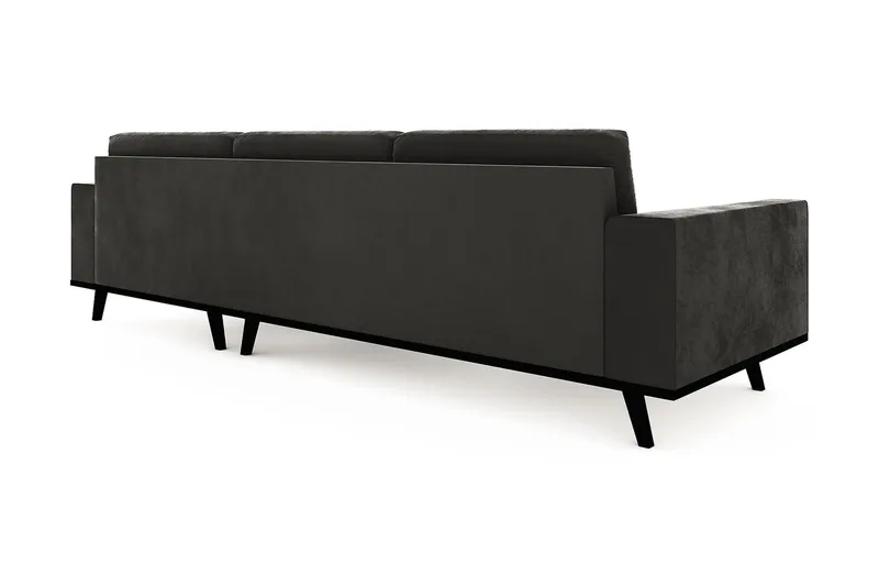 Copenhagen 4-sits Högervänd L-formad Divansoffa i Sammet - Mörkgrå - Möbler - Soffa - Divansoffor & schäslongsoffa