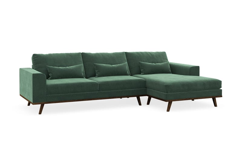 Copenhagen 4-sits Högervänd L-formad Divansoffa i Sammet - Mörkgrön - Möbler - Soffa - Divansoffor & schäslongsoffa