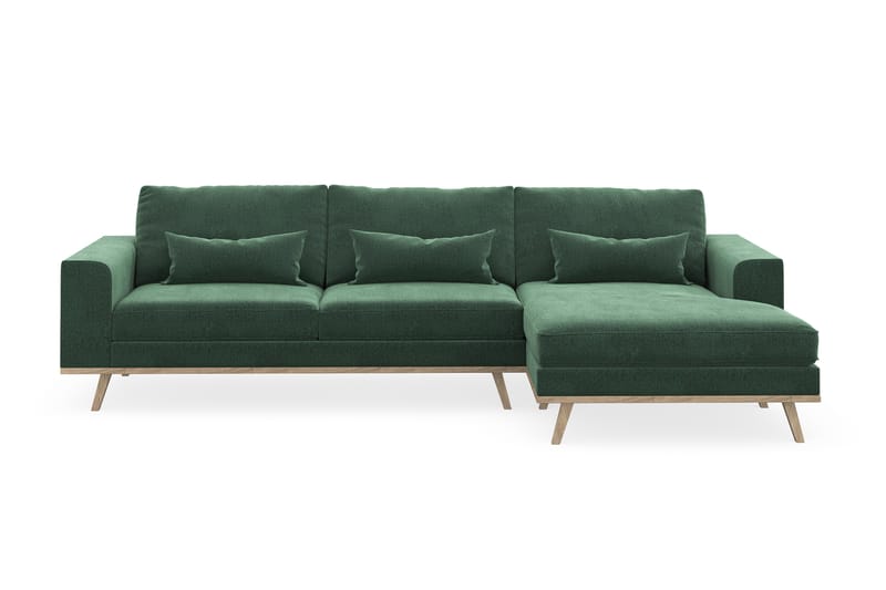 Copenhagen 4-sits Högervänd L-formad Divansoffa i Sammet - Mörkgrön - Möbler - Soffa - Divansoffor & schäslongsoffa