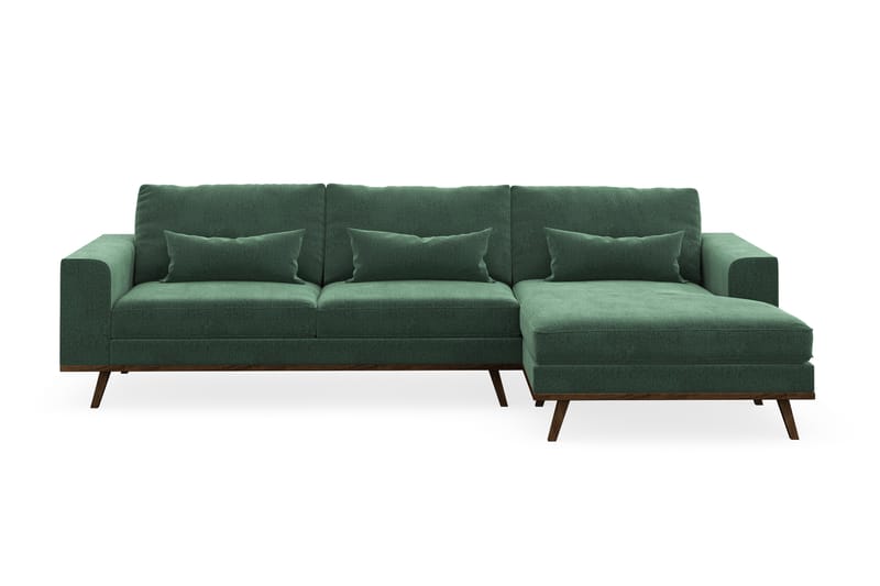 Copenhagen 4-sits Högervänd L-formad Divansoffa i Sammet - Mörkgrön - Möbler - Soffa - Divansoffor & schäslongsoffa