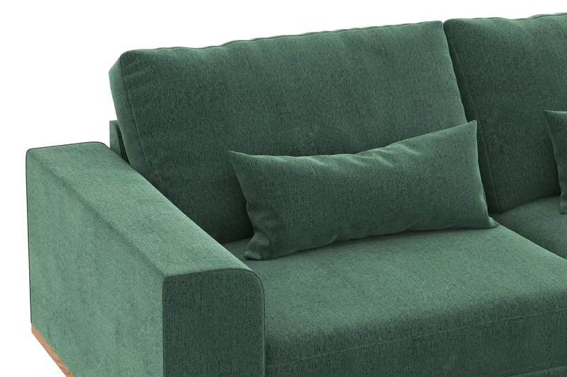 Copenhagen 4-sits Högervänd L-formad Divansoffa i Sammet - Mörkgrön - Möbler - Soffa - Divansoffor & schäslongsoffa