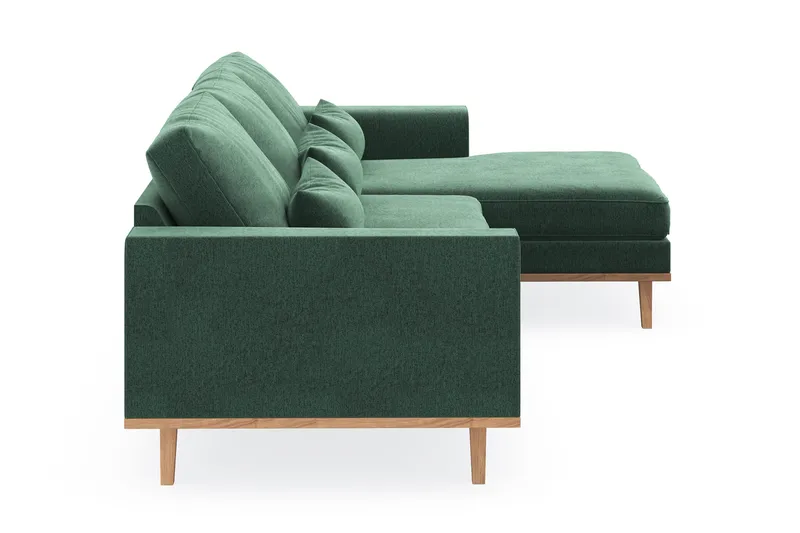 Copenhagen 4-sits Högervänd L-formad Divansoffa i Sammet - Mörkgrön - Möbler - Soffa - Divansoffor & schäslongsoffa