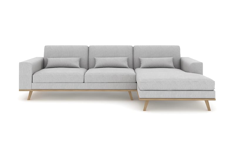 Copenhagen 4-sits Högervänd L-formad Divansoffa i Tyg - Grå - Möbler - Soffa - Divansoffor & schäslongsoffa