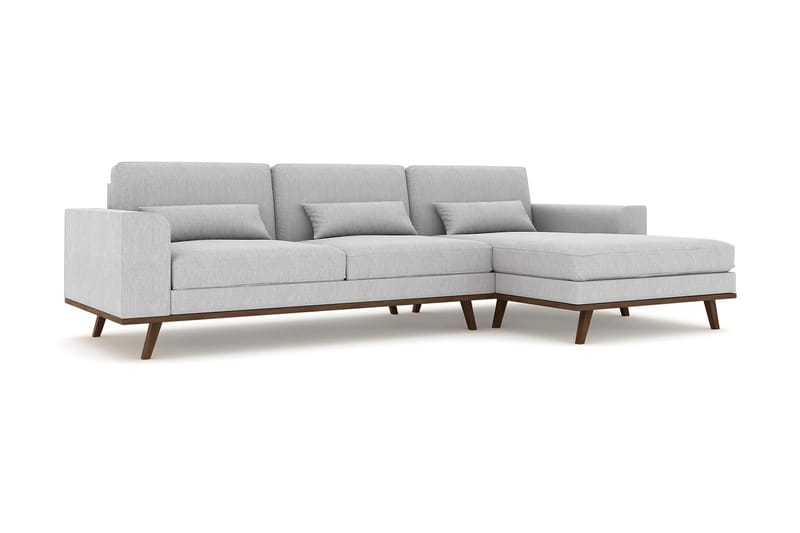 Copenhagen 4-sits Högervänd L-formad Divansoffa i Tyg - Grå - Möbler - Soffa - Divansoffor & schäslongsoffa