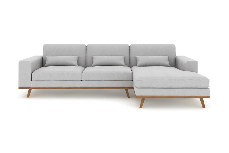 Copenhagen 4-sits Högervänd L-formad Divansoffa i Tyg - Grå - Möbler - Soffa - Divansoffor & schäslongsoffa