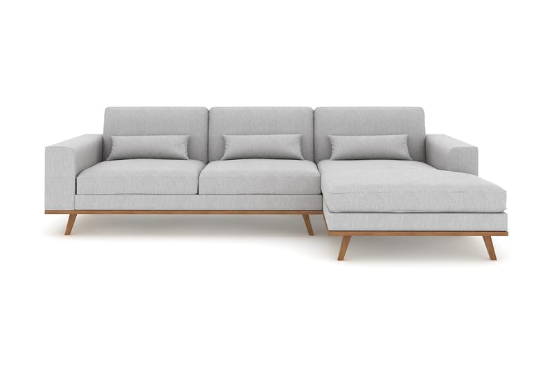 Copenhagen 4-sits Högervänd L-formad Divansoffa i Tyg - Grå - Möbler - Soffa - Divansoffor & schäslongsoffa