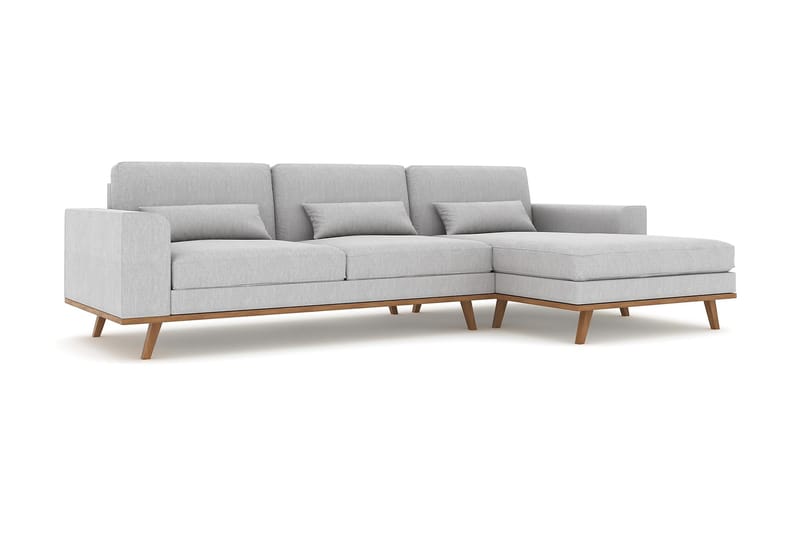 Copenhagen 4-sits Högervänd L-formad Divansoffa i Tyg - Grå - Möbler - Soffa - Divansoffor & schäslongsoffa