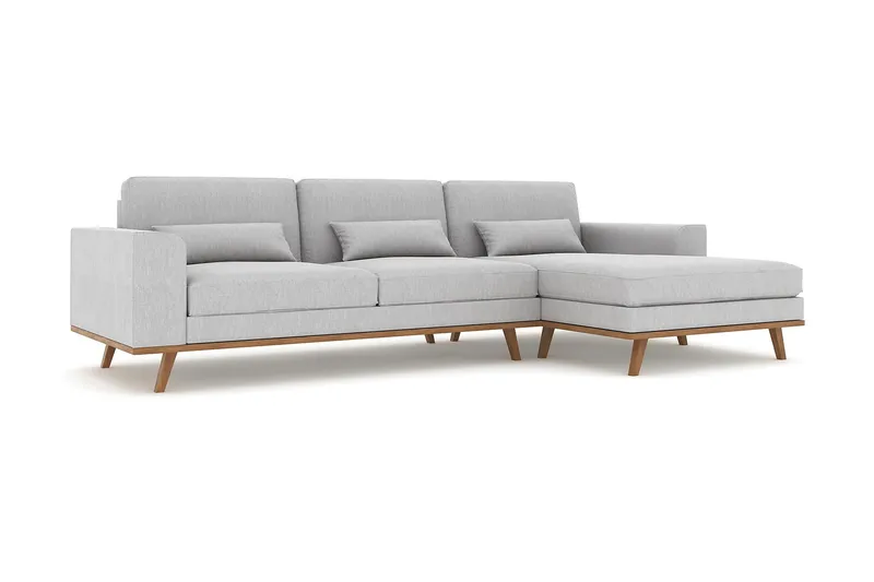 Copenhagen 4-sits Högervänd L-formad Divansoffa i Tyg - Grå - Möbler - Soffa - Divansoffor & schäslongsoffa