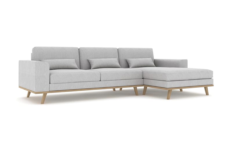 Copenhagen 4-sits Högervänd L-formad Divansoffa i Tyg - Grå - Möbler - Soffa - Divansoffor & schäslongsoffa