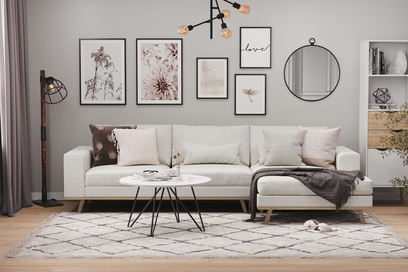 Copenhagen 4-sits Högervänd L-formad Divansoffa i Tyg - Ljusgrå - Möbler - Soffa - Divansoffor & schäslongsoffa