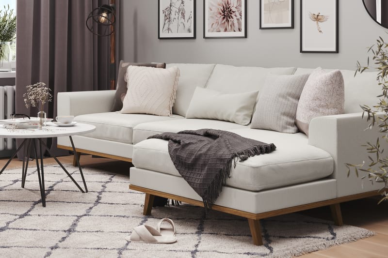 Copenhagen 4-sits Högervänd L-formad Divansoffa i Tyg - Ljusgrå - Möbler - Soffa - Divansoffor & schäslongsoffa
