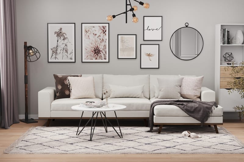 Copenhagen 4-sits Högervänd L-formad Divansoffa i Tyg - Ljusgrå - Möbler - Soffa - Divansoffor & schäslongsoffa