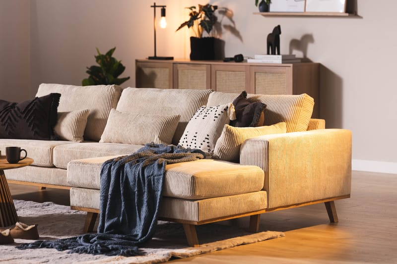 Copenhagen 4-sits Högervänd L-formad Djup Divansoffa i Manchester - Beige - Möbler - Soffa - Divansoffor & schäslongsoffa