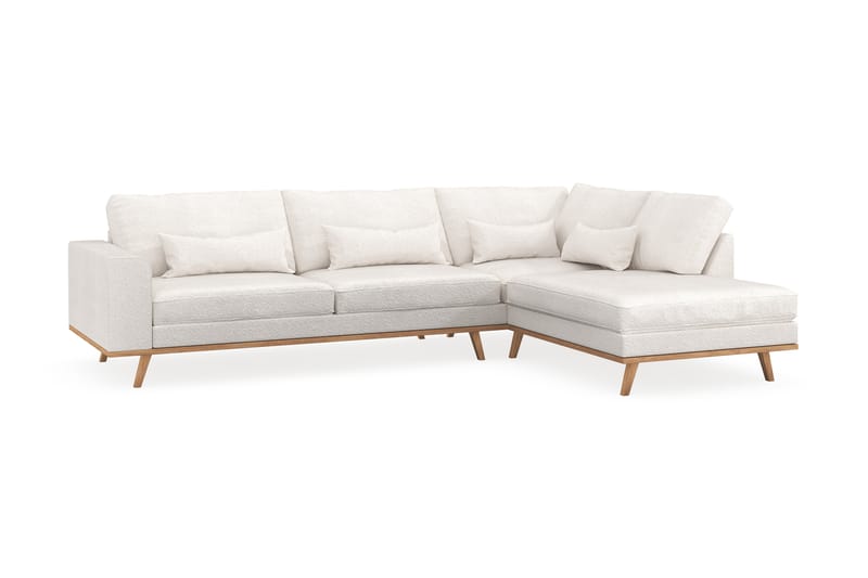 Copenhagen 4-sits Högervänd L-formad Schäslongsoffa i Bouclé - Vit - Möbler - Soffa - Divansoffor & schäslongsoffa