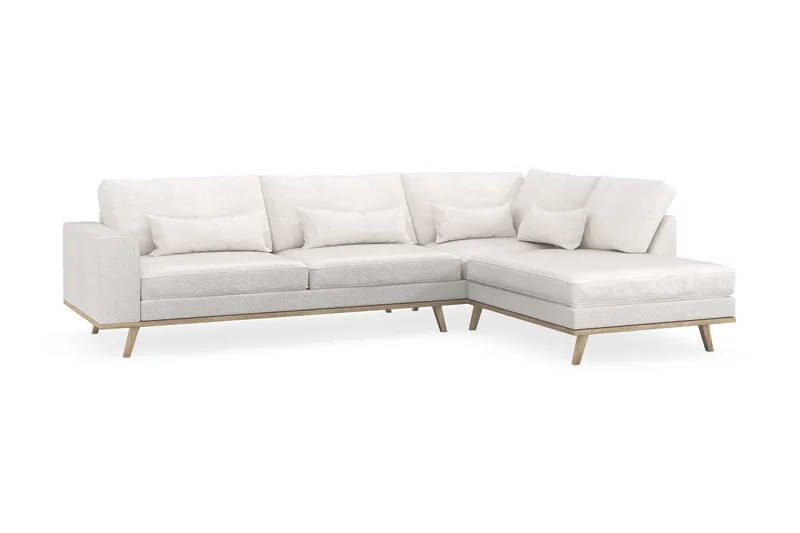 Copenhagen 4-sits Högervänd L-formad Schäslongsoffa i Bouclé - Vit - Möbler - Soffa - Divansoffor & schäslongsoffa