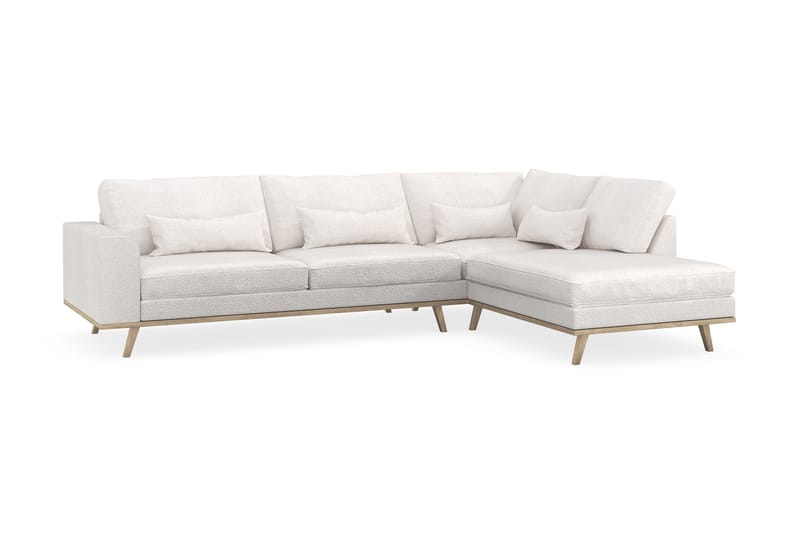 Copenhagen 4-sits Högervänd L-formad Schäslongsoffa i Bouclé - Vit - Möbler - Soffa - Divansoffor & schäslongsoffa