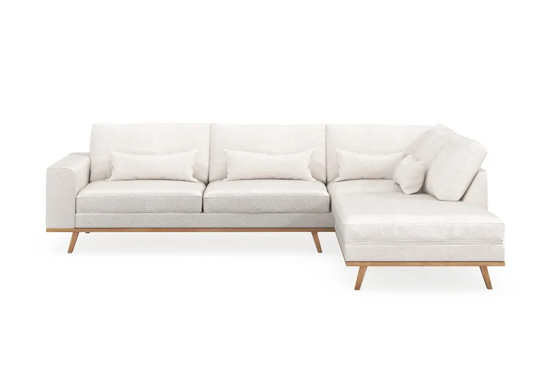 Copenhagen 4-sits Högervänd L-formad Schäslongsoffa i Bouclé - Vit - Möbler - Soffa - Divansoffor & schäslongsoffa