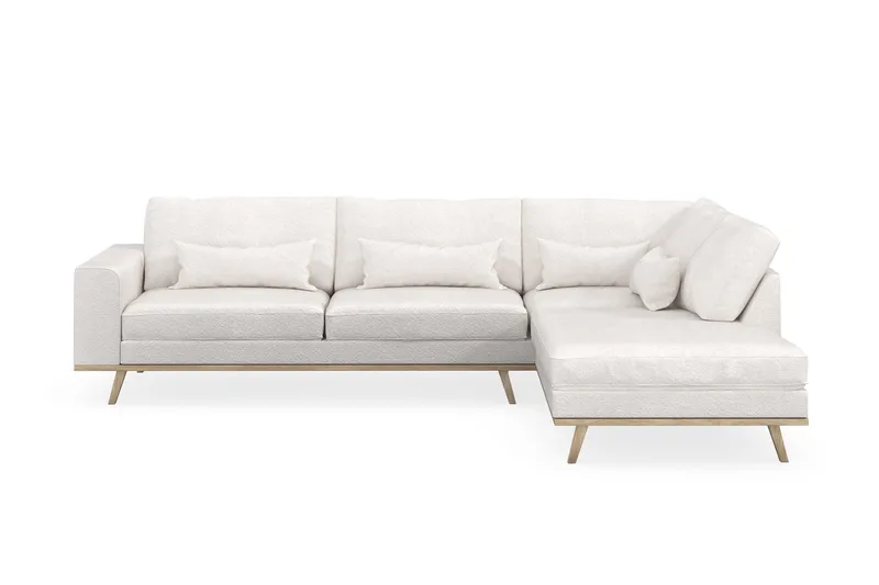 Copenhagen 4-sits Högervänd L-formad Schäslongsoffa i Bouclé - Vit - Möbler - Soffa - Divansoffor & schäslongsoffa