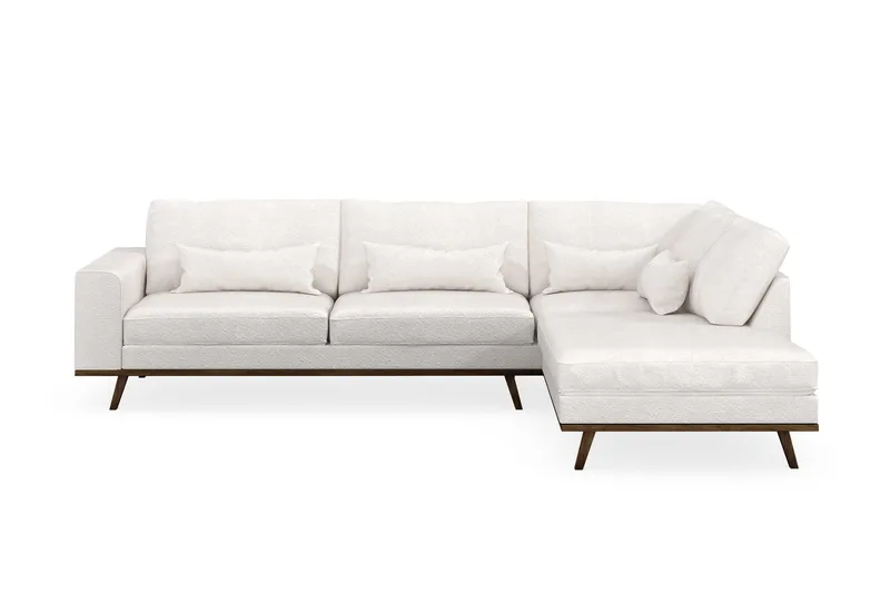 Copenhagen 4-sits Högervänd L-formad Schäslongsoffa i Bouclé - Vit - Möbler - Soffa - Divansoffor & schäslongsoffa