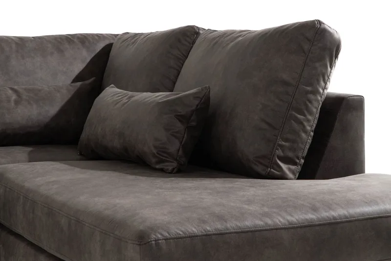 Copenhagen 4-sits Högervänd L-formad Schäslongsoffa i Konstläder - Mörkgrå - Möbler - Soffa - Divansoffor & schäslongsoffa