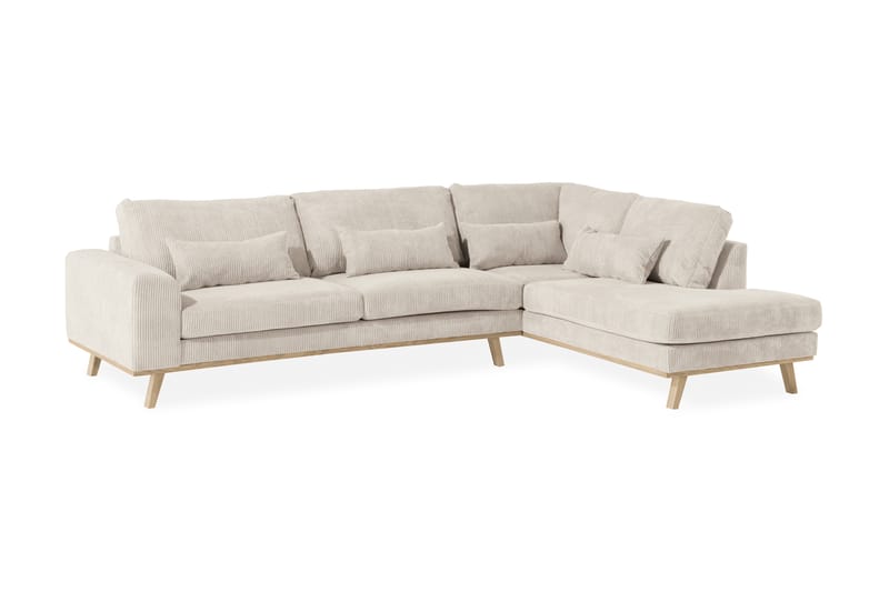 Copenhagen 4-sits Högervänd L-formad Schäslongsoffa i Manchester - Beige - Möbler - Soffa - Divansoffor & schäslongsoffa