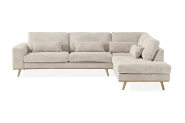 Copenhagen 4-sits Högervänd L-formad Schäslongsoffa i Manchester - Beige - Möbler - Soffa - Divansoffor & schäslongsoffa