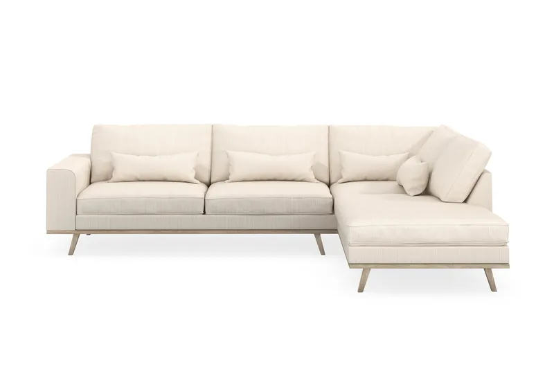 Copenhagen 4-sits Högervänd L-formad Schäslongsoffa i Manchester - Beige - Möbler - Soffa - Divansoffor & schäslongsoffa