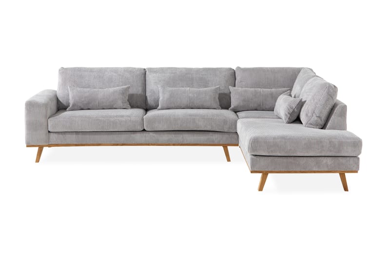 Copenhagen 4-sits Högervänd L-formad Schäslongsoffa i Manchester - Ljusgrå - Möbler - Soffa - Divansoffor & schäslongsoffa