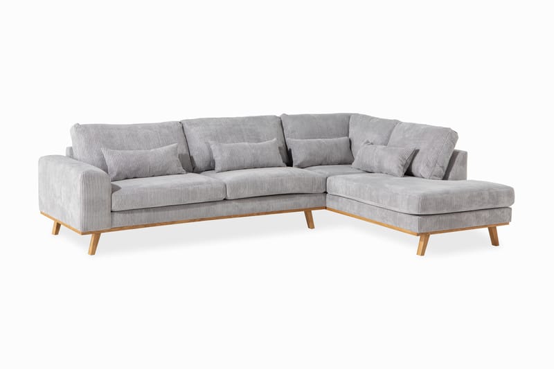 Copenhagen 4-sits Högervänd L-formad Schäslongsoffa i Manchester - Ljusgrå - Möbler - Soffa - Divansoffor & schäslongsoffa