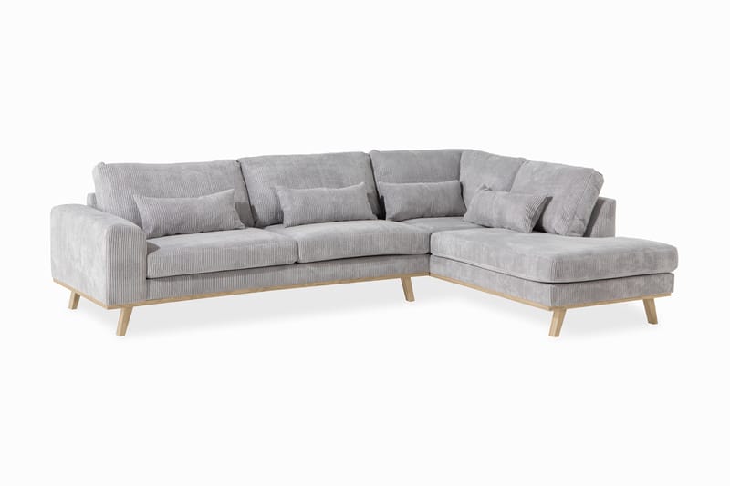 Copenhagen 4-sits Högervänd L-formad Schäslongsoffa i Manchester - Ljusgrå - Möbler - Soffa - Divansoffor & schäslongsoffa