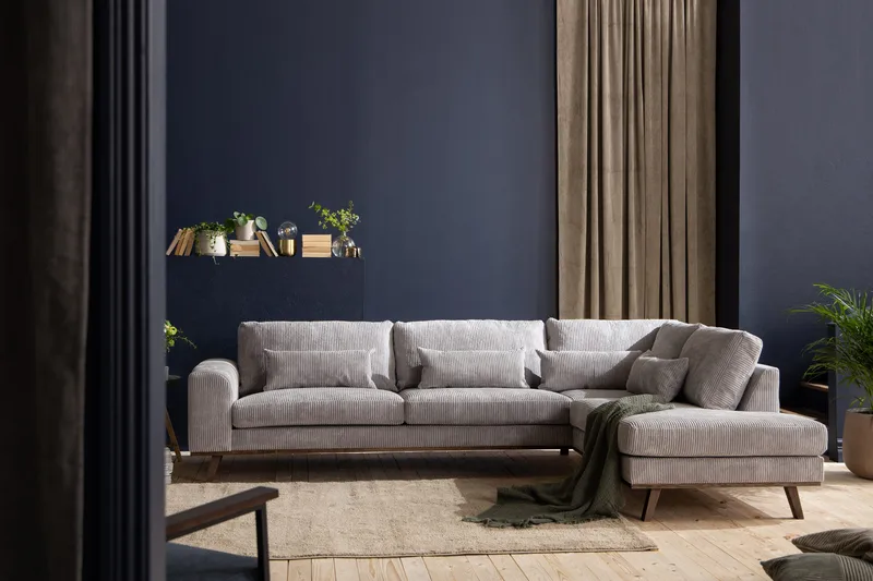 Copenhagen 4-sits Högervänd L-formad Schäslongsoffa i Manchester - Ljusgrå - Möbler - Soffa - Divansoffor & schäslongsoffa