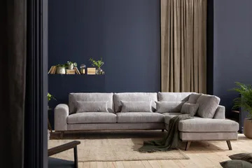 Copenhagen 4-sits Högervänd L-formad Schäslongsoffa i Manchester - Ljusgrå - Möbler - Soffa - Divansoffor & schäslongsoffa