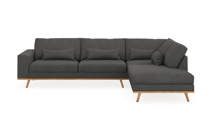 Copenhagen 4-sits Högervänd L-formad Schäslongsoffa i Manchester - Mörkgrå - Möbler - Soffa - Divansoffor & schäslongsoffa