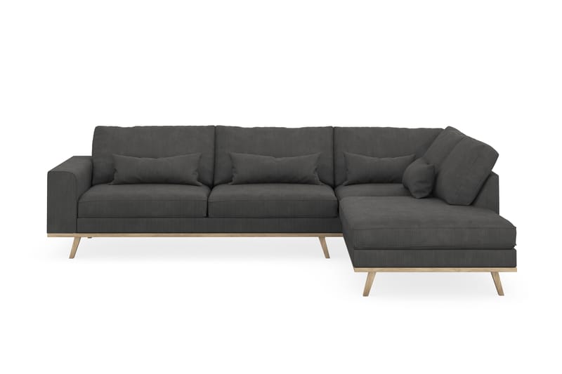 Copenhagen 4-sits Högervänd L-formad Schäslongsoffa i Manchester - Mörkgrå - Möbler - Soffa - Divansoffor & schäslongsoffa