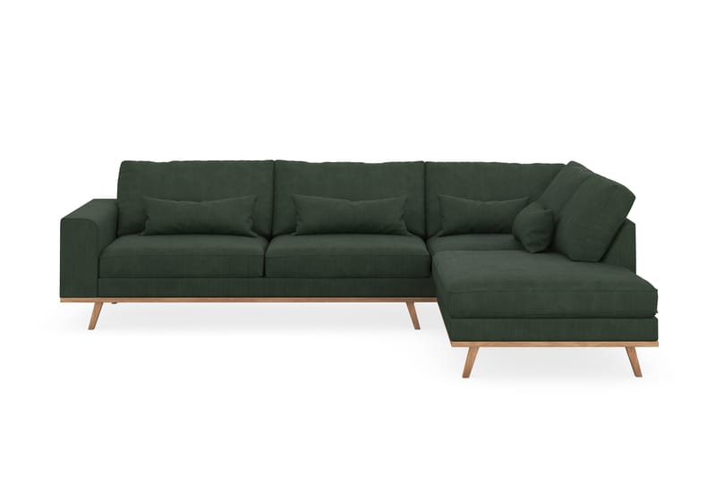 Copenhagen 4-sits Högervänd L-formad Schäslongsoffa i Manchester - Mörkgrön - Möbler - Soffa - Divansoffor & schäslongsoffa