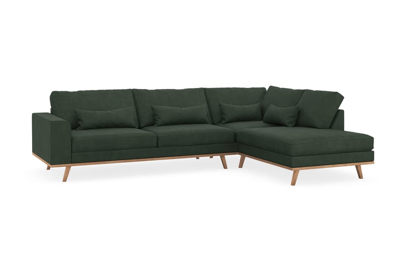 Copenhagen 4-sits Högervänd L-formad Schäslongsoffa i Manchester - Mörkgrön - Möbler - Soffa - Divansoffor & schäslongsoffa