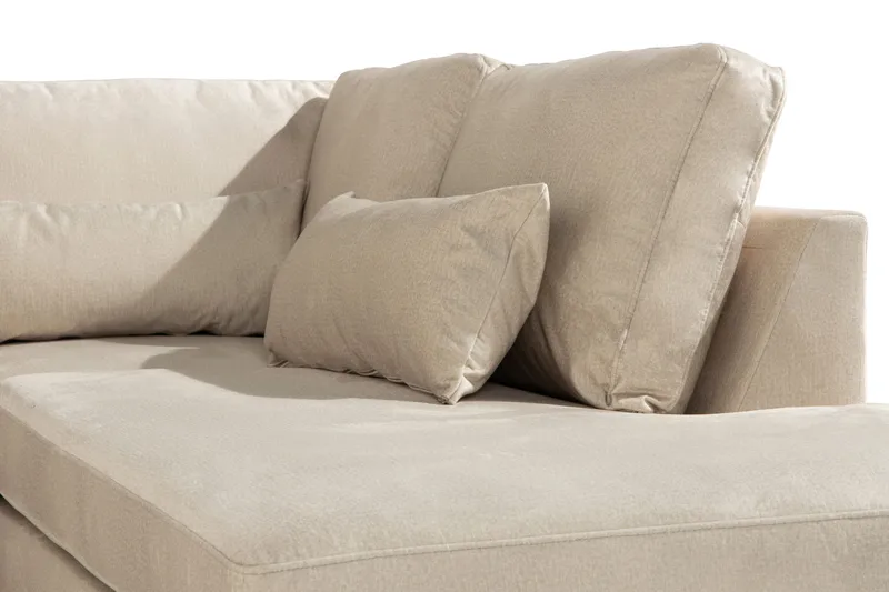 Copenhagen 4-sits Högervänd L-formad Schäslongsoffa i Sammet - Beige - Möbler - Soffa - Divansoffor & schäslongsoffa