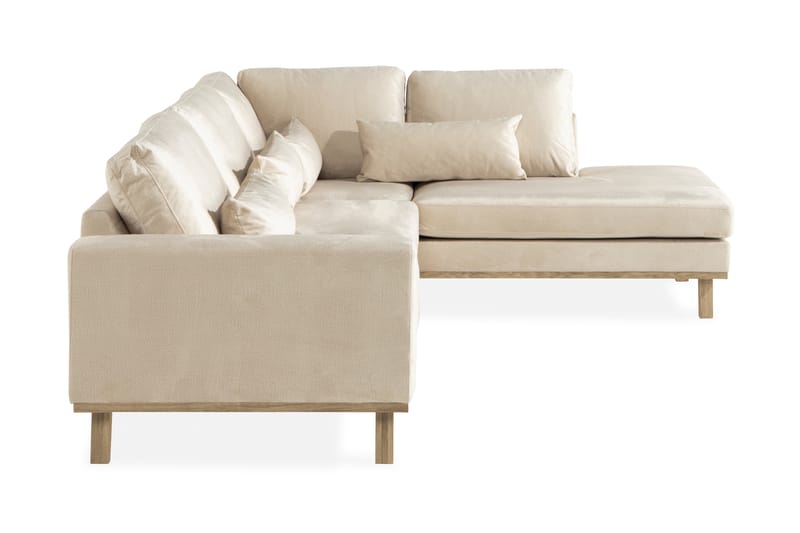 Copenhagen 4-sits Högervänd L-formad Schäslongsoffa i Sammet - Beige - Möbler - Soffa - Divansoffor & schäslongsoffa
