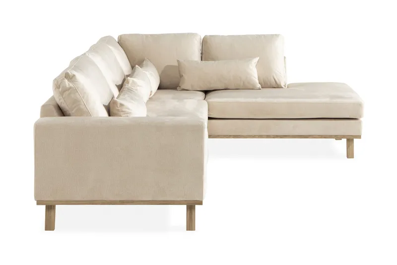 Copenhagen 4-sits Högervänd L-formad Schäslongsoffa i Sammet - Beige - Möbler - Soffa - Divansoffor & schäslongsoffa