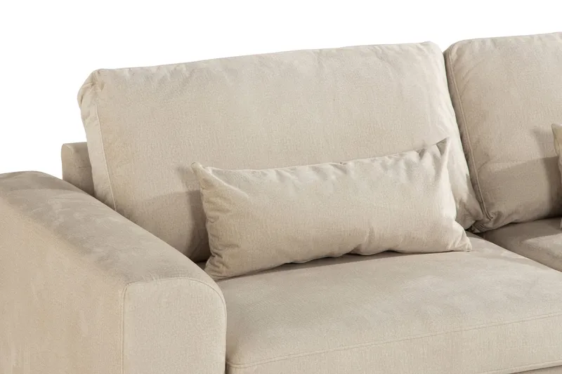 Copenhagen 4-sits Högervänd L-formad Schäslongsoffa i Sammet - Beige - Möbler - Soffa - Divansoffor & schäslongsoffa