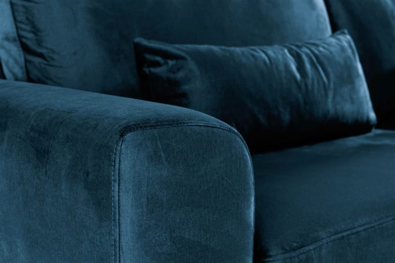 Copenhagen 4-sits Högervänd L-formad Schäslongsoffa i Sammet - Blå - Möbler - Soffa - Divansoffor & schäslongsoffa