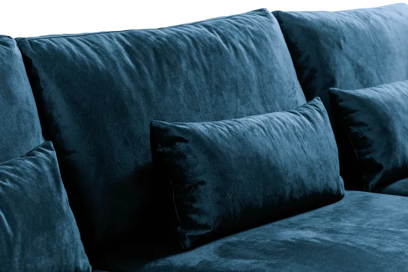 Copenhagen 4-sits Högervänd L-formad Schäslongsoffa i Sammet - Blå - Möbler - Soffa - Divansoffor & schäslongsoffa