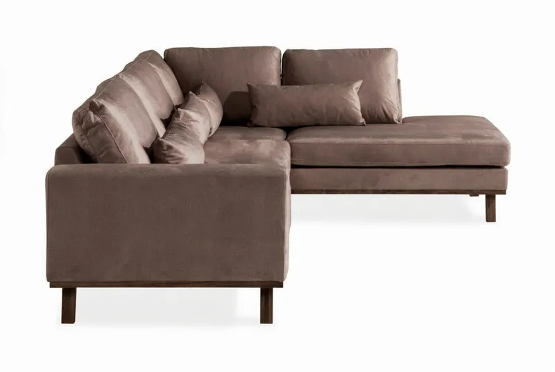 Copenhagen 4-sits Högervänd L-formad Schäslongsoffa i Sammet - Brun - Möbler - Soffa - Divansoffor & schäslongsoffa
