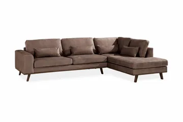 Copenhagen 4-sits Högervänd L-formad Schäslongsoffa i Sammet - Brun - Möbler - Soffa - Divansoffor & schäslongsoffa