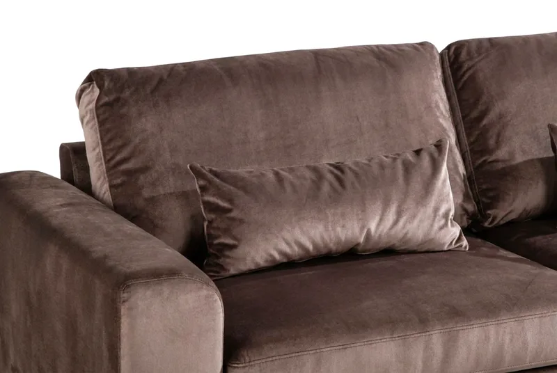 Copenhagen 4-sits Högervänd L-formad Schäslongsoffa i Sammet - Brun - Möbler - Soffa - Divansoffor & schäslongsoffa