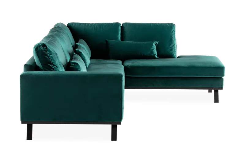 Copenhagen 4-sits Högervänd L-formad Schäslongsoffa i Sammet - Grön - Möbler - Soffa - Divansoffor & schäslongsoffa